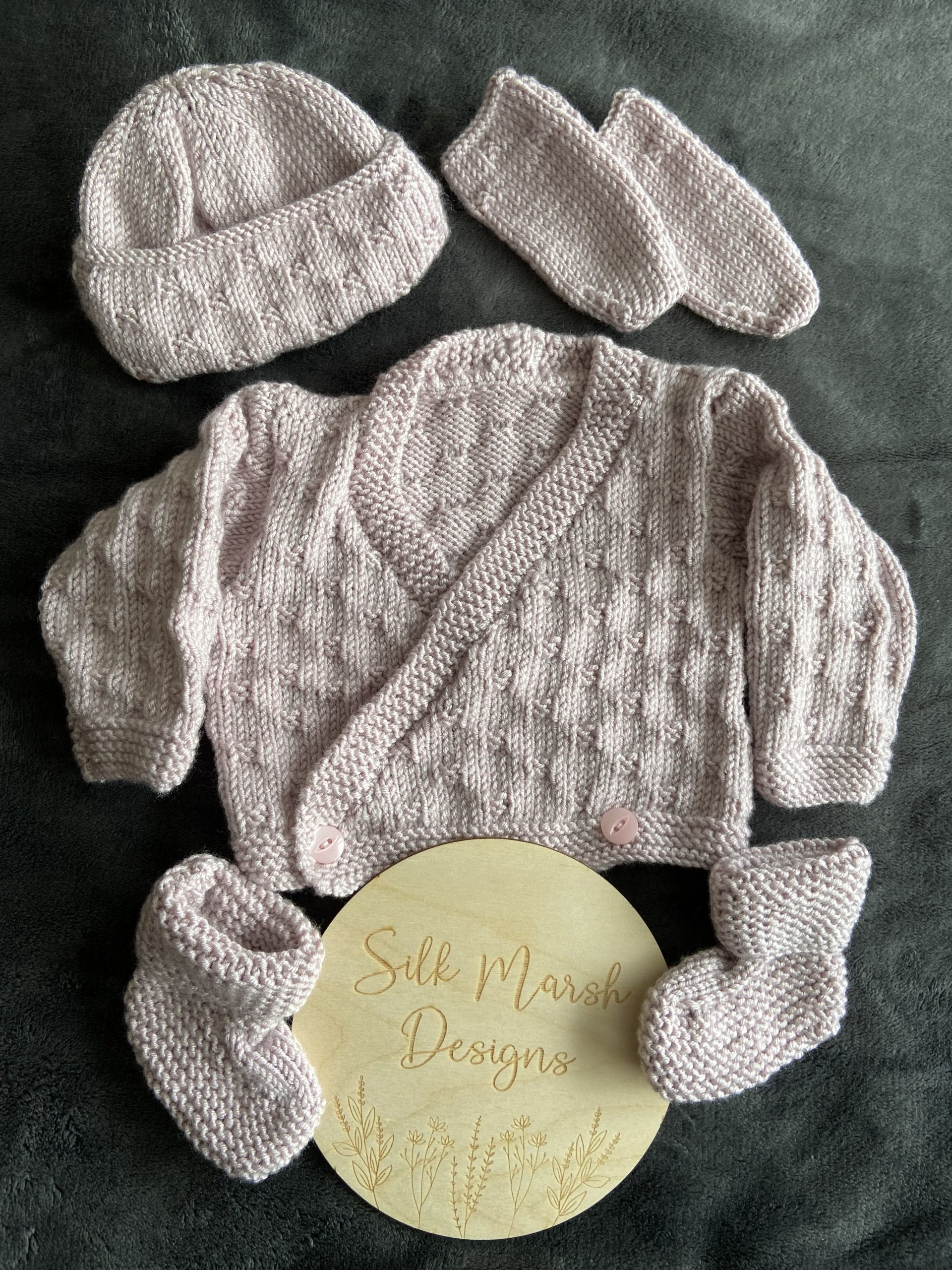 "WREN" Unisex Cross-over Cardigan Baby Set - Image 2