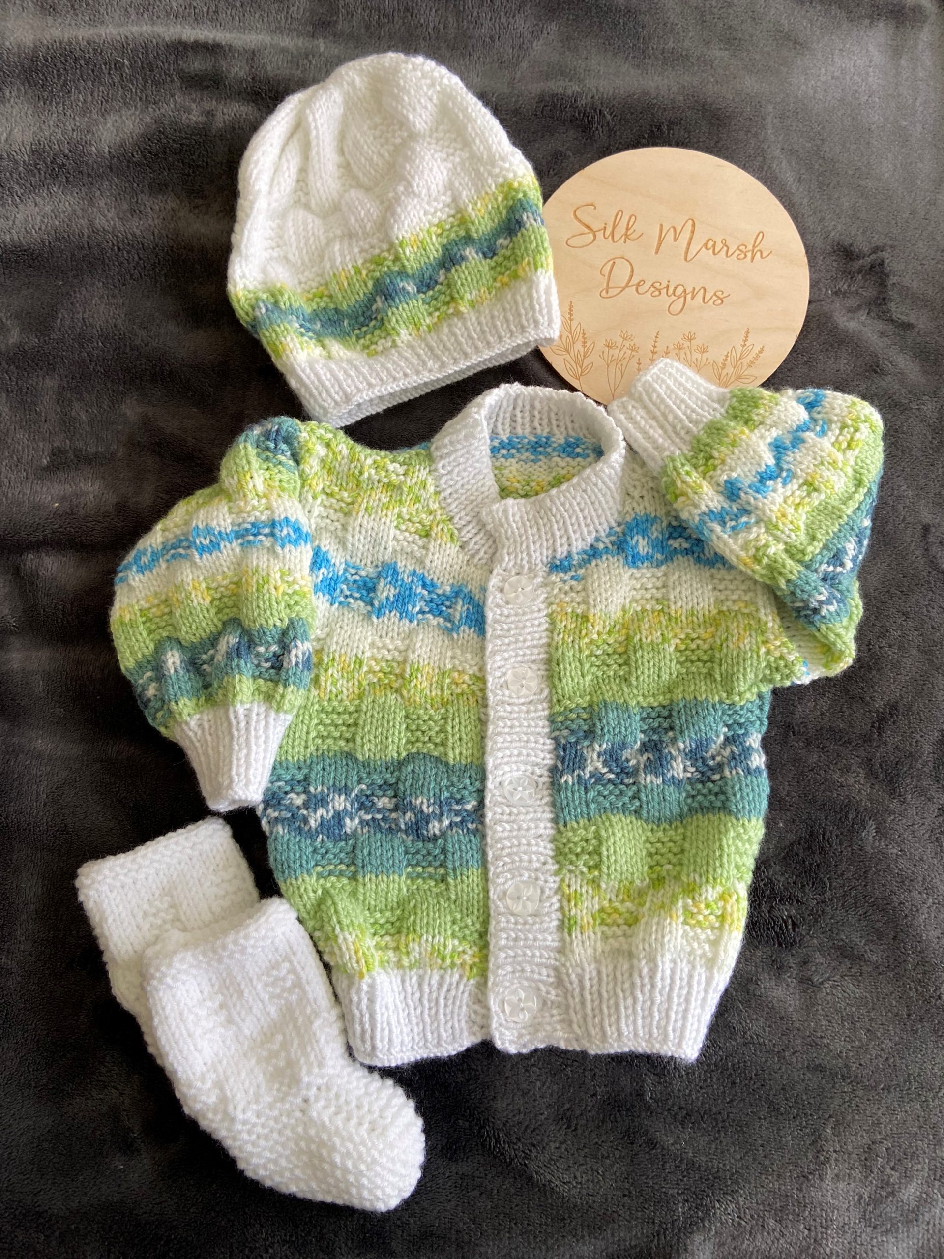 "KADEN" Unisex Round-Neck Cardigan, Beanie Hat and Socks